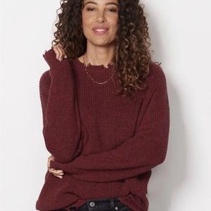 Pistola NWT Women's Eva Distressed Pullover Sweater Cherry Black Marl Size XL